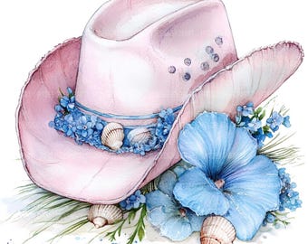 Abrand Cream Cowboy Hat with Hand-Painted Pink Floral Artwork Pink Wildflowers - Hand Drawn, Burned Art on Boho/cowboy  main image 4