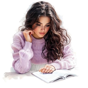 17 Planner Girl Clipart, Menina Clipart, Clipart de aquarela para impressão, Artesanato em papel, Diários de lixo, JPGs de alta qualidade, Download digital