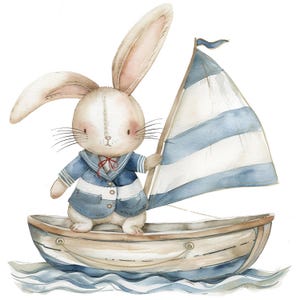19 Cute Sailor Cunny Clipart, Adorable Rabbit, Printable Watercolor ...