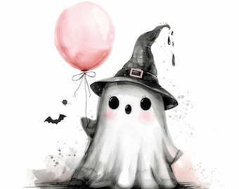 15 cliparts fantôme, fantôme d'Halloween, clipart aquarelle imprimable, créations en papier, journaux indésirables, fichiers JPG de haute qualité, téléchargement numérique