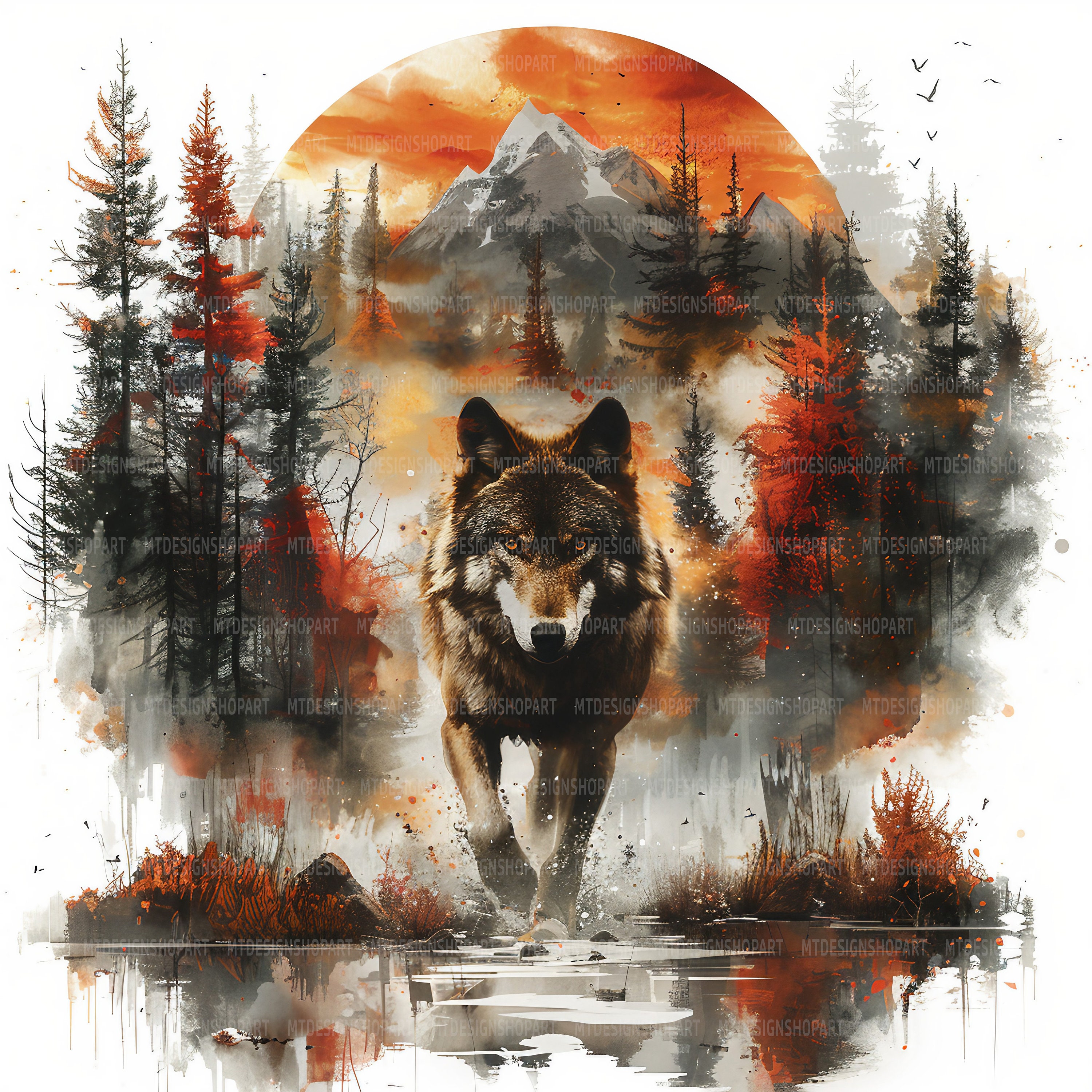 15 Wolf Attack Clipart, Printable Watercolor Clipart, High Quality Jpg ...