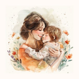 15 Mutter und Kind Clipart, Muttertagskarte, druckbare Aquarell Clipart, hochwertige JPGs, digitaler Download Jpg, Papierhandwerk, Mutter