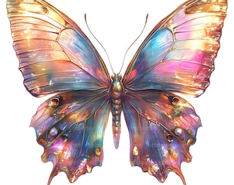 17 elegante gouden vlinder clipart, vlinder clipart, afdrukbare aquarel clipart, Paper Craft, hoge kwaliteit jpg's, digitale download