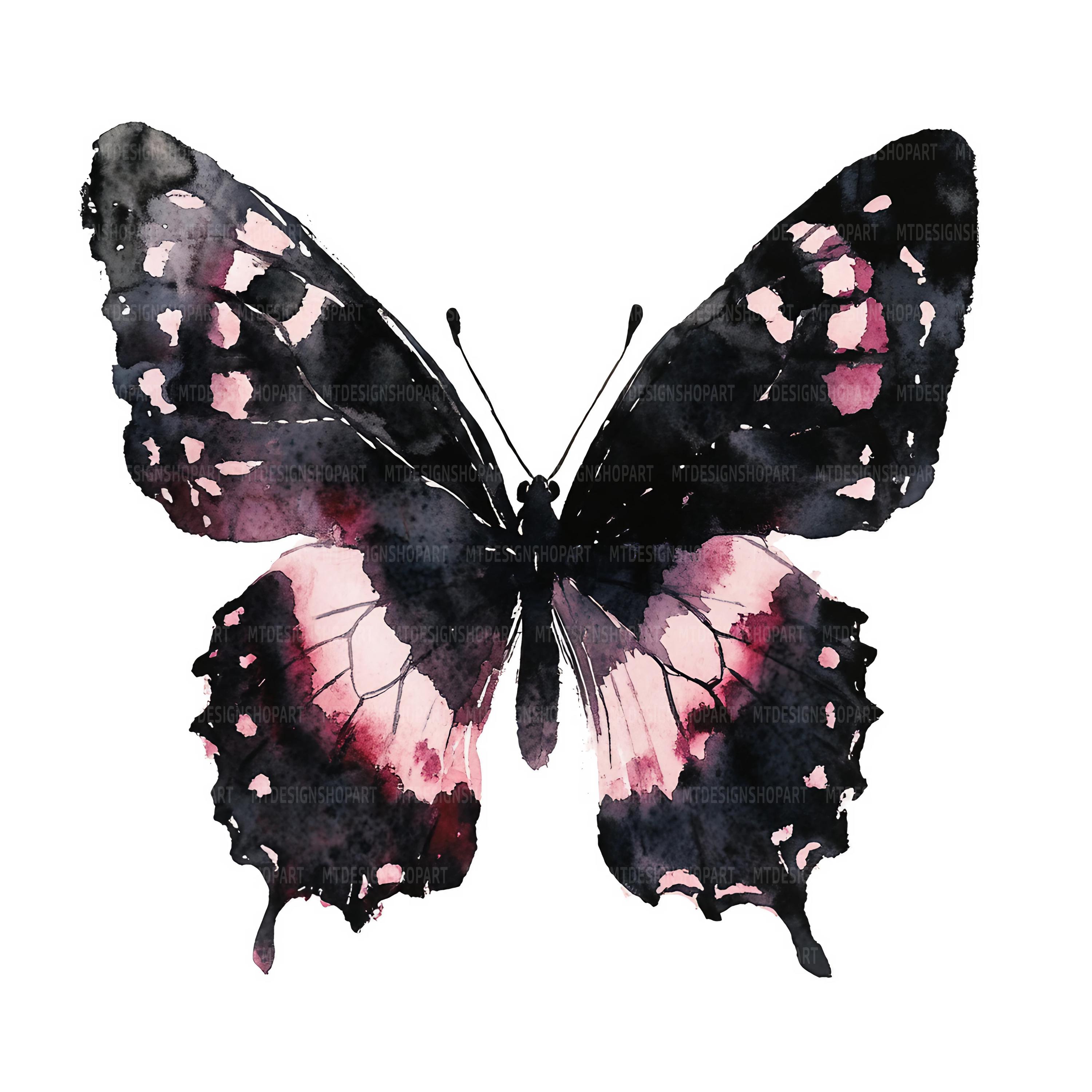 19種類の黒い蝶のクリップアート、蝶のクリップアート、印刷可能な