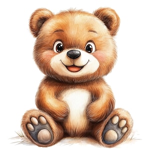 15 cliparts bébé ours en peluche, ours en peluche neutre, chambre d'enfant ours, clipart aquarelle imprimable, créations en papier, JPG de haute qualité, téléchargement numérique