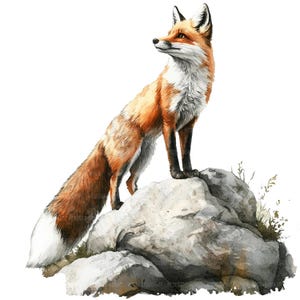 19 cliparts renard roux, héros renard roux, clipart aquarelle imprimable, créations en papier, journaux indésirables, fichiers JPG de haute qualité, téléchargement numérique