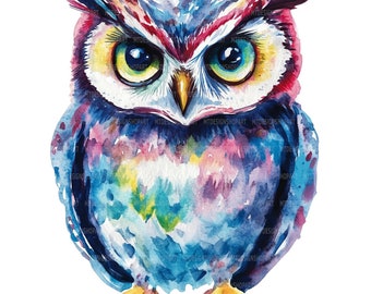 24 Cute Owl Clipart, Hyperrealistic Owl, Printable Watercolor Clipart, Paper Craft, Junk Journals, High Quality JPGs, Digital Download