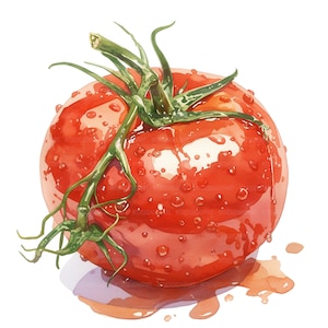 18 Tomates Clipart, Tomate Bonito Clipart, Clipart de Aquarela para Imprimir, Artesanato em Papel, Diários de Lixo, JPGs de Alta Qualidade, Download Digital