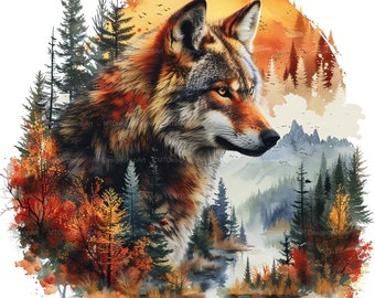 15 Wolf  Clipart, Printable Watercolor clipart, Watercolor wolf Clipart, High Quality JPGs, Digital download, High resolution, Paper crafts