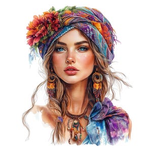 16 imágenes prediseñadas de chicas bohemias, imágenes prediseñadas de mujeres para hacer tarjetas, imágenes prediseñadas de moda, imágenes prediseñadas de acuarela imprimibles, manualidades de papel, archivos JPG de alta calidad, descarga digital