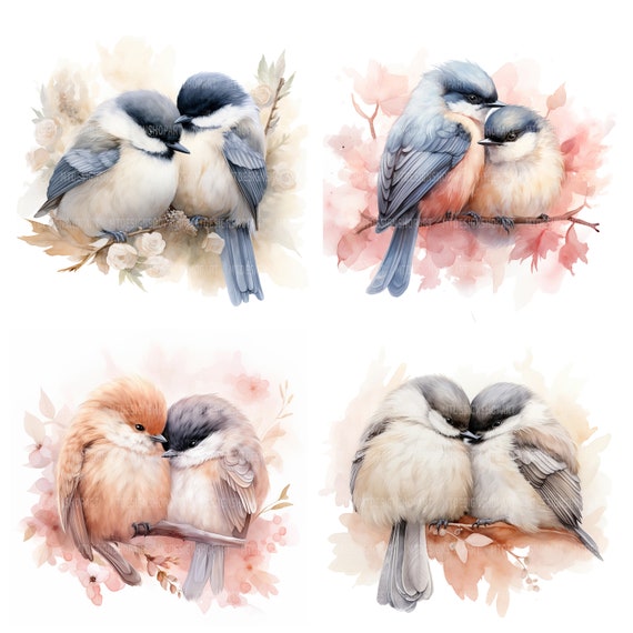 18 Baby Bird clipart, Cute Birds Clipart, Printable Watercolor Clipart, Paper Craft, Junk Journals, High Quality JPGs, Digital Download