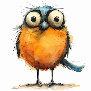 12 lustige Vögel Clipart, verrückte Vogel Clipart, druckbare Aquarell Clipart, Papierhandwerk, Junk Journals, hochwertige JPGs, digitaler Download