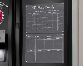 Magnetische koelkastkalender van acryl | Droog uitwisbare planner met markeringen