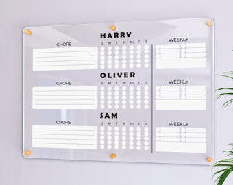 Chore Chart For Kids | Chore Board | Dry Erase Responsibility Chart |  Memo Board | Chore Chart for Multiple Kids FREE SHIPPING