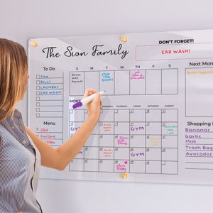 Acrylic Family Calendar | Family Planner  |  Dry Erase Calendar | Personalize Dry erase Board | Acrylic Calendar |  Acrylic Planner