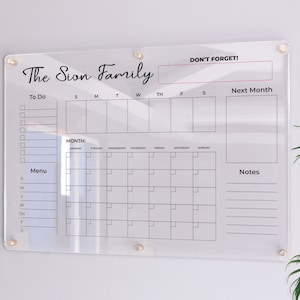 Acrylic Family Calendar Family Planner Dry Erase Calendar