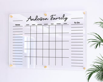 Acrylic Family Planner | Large Glass Calendar  |  Dry Erase Planner | Personalize Dry erase Board | Acrylic Calendar |  Acrylic Planner