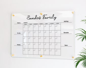 Acrylic Family Planner | Large Glass Calendar  |  Dry Erase Planner | Personalize Dry erase Board | Acrylic Calendar |  Acrylic Planner