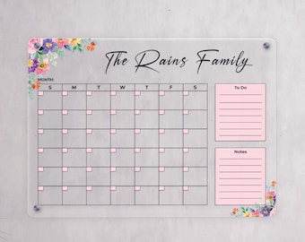Personalized Acrylic Family Calendar | Dry Erase Planner