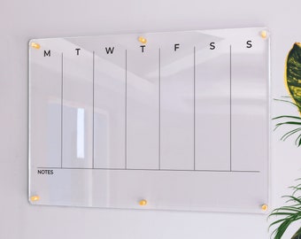 Weekly Wall Planner | Family Calendar Dry Erase Board | Dry Erase Calendar | Personalize Dry erase Board | Large Glass Calendar