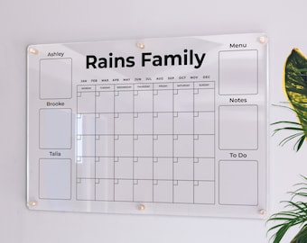Acrylic Family Calendar | Family Planner  |  Dry Erase Calendar | Personalize Dry erase Board | Acrylic Calendar |  Acrylic Planner