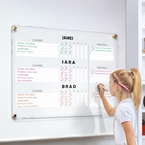 Personalisierte Chore Chart | Acryl Tabelle für Kinder | Trocken abwischbares Diagramm |  Planer | KOSTENFREIER VERSAND |  Ck-3