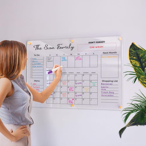Acrylic Family Calendar | Family Planner  |  Dry Erase Calendar | Personalize Dry erase Board | Acrylic Calendar |  Acrylic Planner