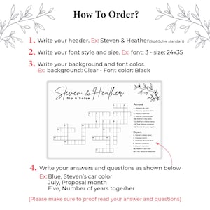 Wedding Crossword
Sip and Solve
Wedding Puzzle
Custom Crossword
Bridal Shower
Crossword Puzzle
Custom Signage
custom wedding signs
Bridal Shower Games
Giant Crossword
Large Crossword
Wedding Games
Wedding Guest Games