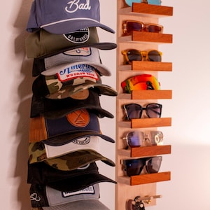 Wall-mounted Hat & Sunglass Rack Combo | Complete Accessory Racks Set ...