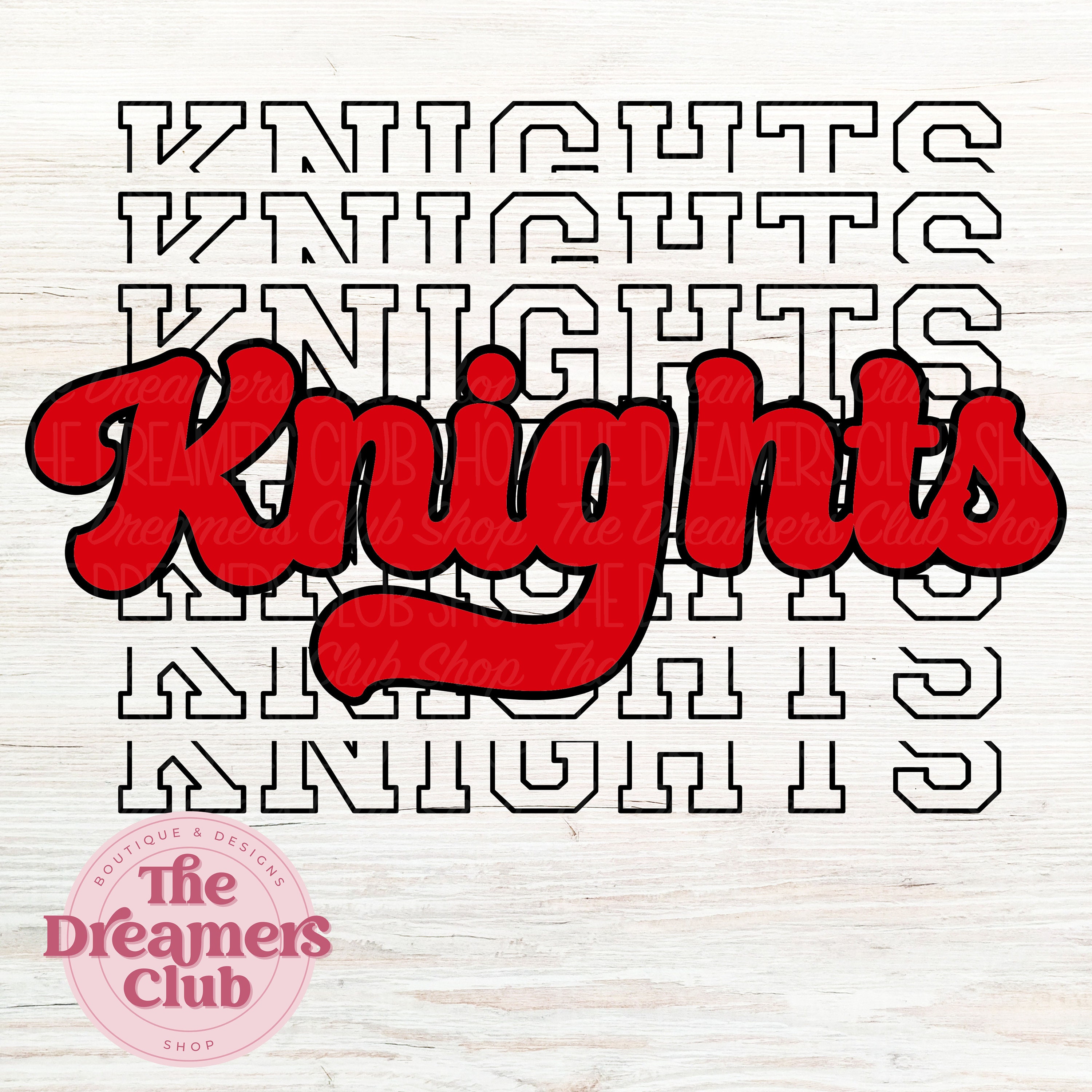 Knight Riders Lettering Knights Stacked PNG, Mascot PNG, Red , Black, Digital File, Retro ...