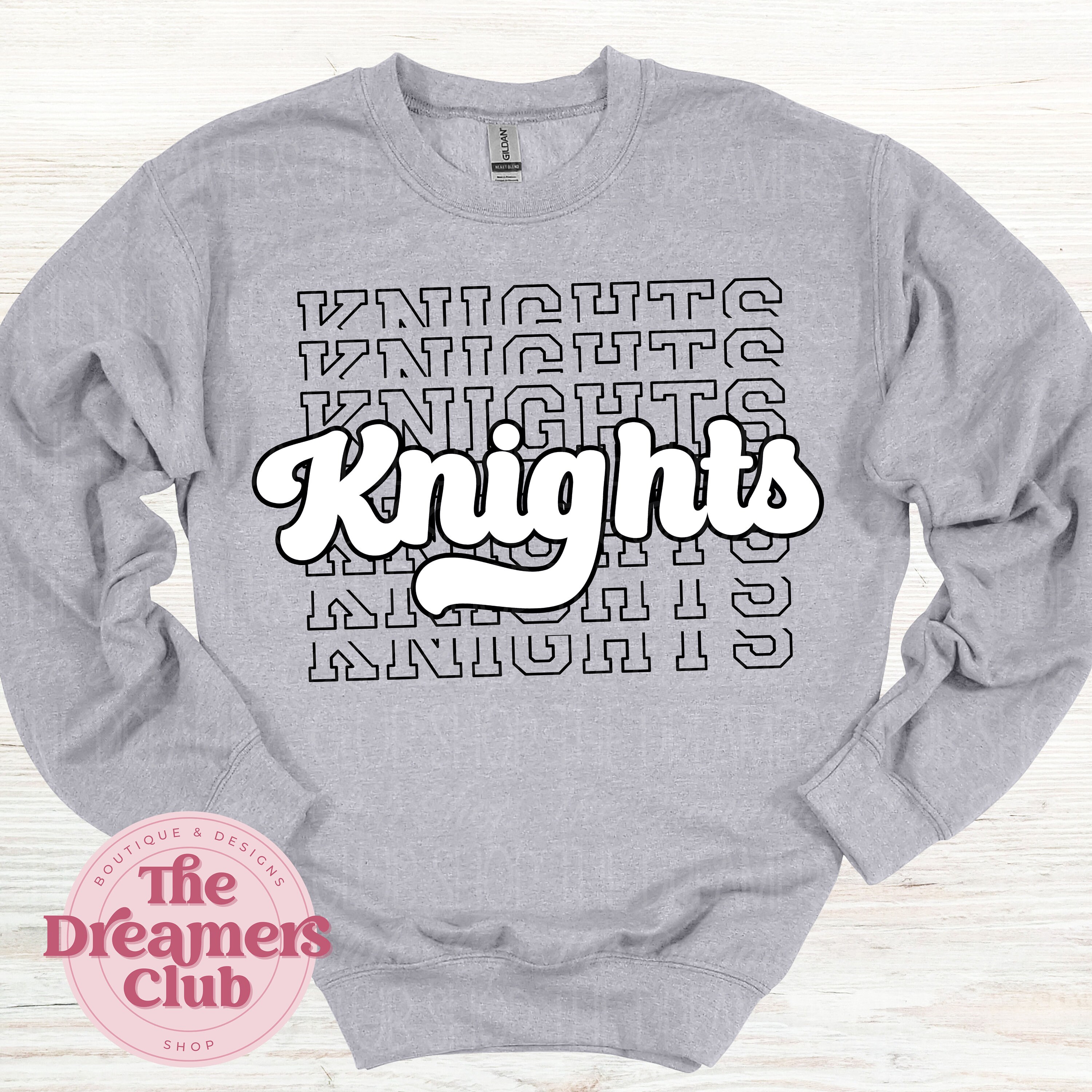 Knights Stacked PNG, Mascot PNG, White , Black, Digital File, Retro ...