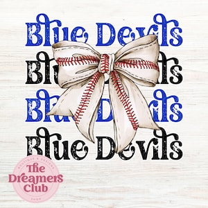 Lazo de béisbol retro de los Blue Devils PNG, lazo de coqueta PNG, camiseta de béisbol PNG, deporte de los Blue Devils PNG, negro real, diseño de sublimación de los Blue Devils