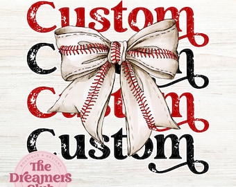 Custom Mascot Retro Baseball Bow Png, Coquette Bow PNG, Baseball Shirt Png, Sport Png, Custom team Colors Png, Sublimation Design, DTF PNG