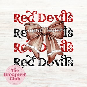 Arco de fútbol retro de los Red Devils PNG, arco de coqueta PNG, camiseta de fútbol PNG, deporte de los Red Devils PNG, rojo y negro PNG, diseño de sublimación azul