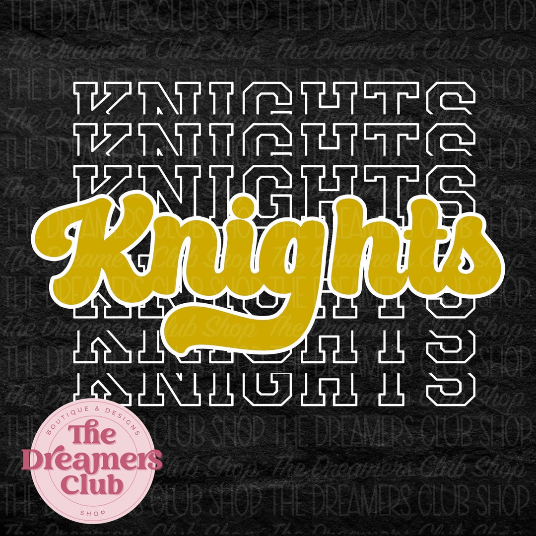 Knights Stacked PNG, Mascot PNG, White , Gold, Digital File, Retro ...
