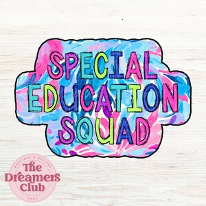 Sonderpädagogik Squad PNG, helles Malibu Floral, Scribble Doodle, digitale Datei, Sublimations-Download, DTF
