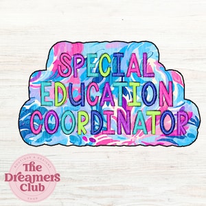 Sonderpädagogik-Koordinator PNG, helles Malibu Floral, Scribble Doodle, digitale Datei, Sublimations-Download, DTF