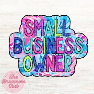 Propietario de pequeña empresa PNG, Bright Malibu Floral, Scribble Doodle, Archivo digital, Descarga de sublimación, DTF