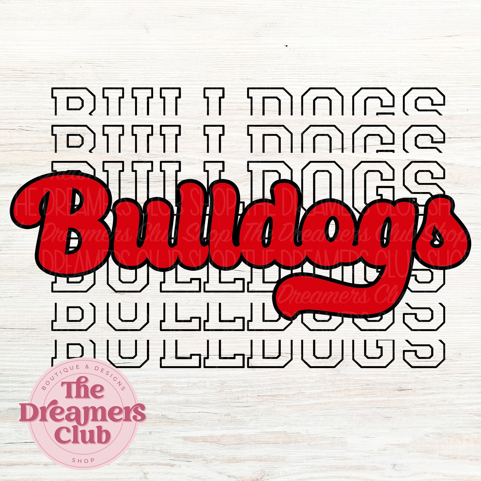 Bulldogs Stacked PNG, Mascot PNG, Red , Black, Digital File, Retro ...