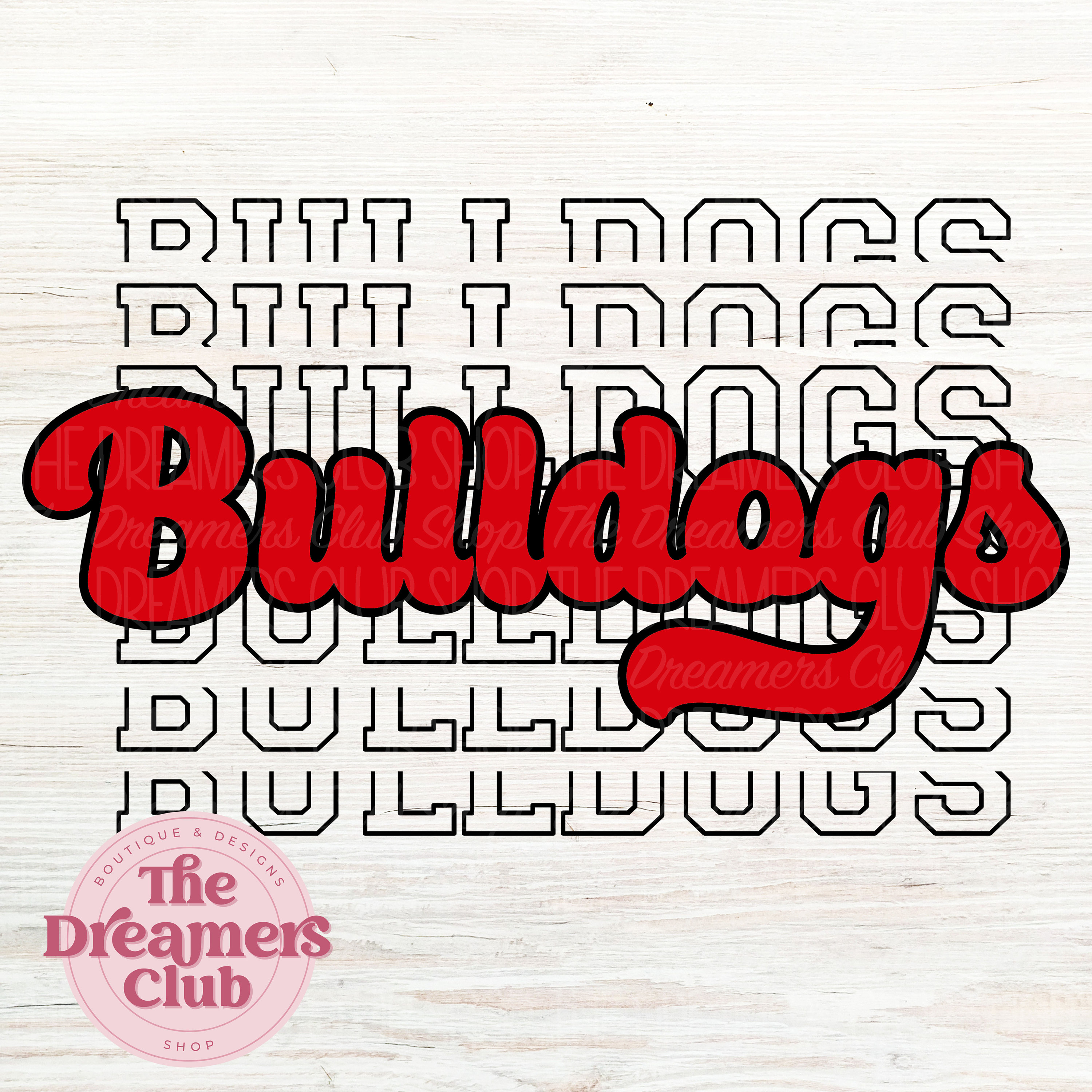 Bulldogs Lettering Bulldogs Stacked PNG, Mascot PNG, Red , Black, Digital File, Retro ...