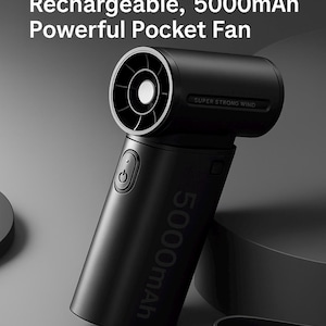 Handheld Turbo Fan – 5 Speeds, USB Rechargeable, 5000mAh, Powerful Pocket Fan