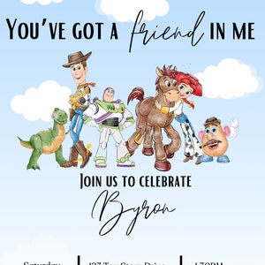 Toy Story Birthday Invitation, Digital Canva Template, Kids Party Invite, Editable Download, Woody Buzz Lightyear, Custom Invitation