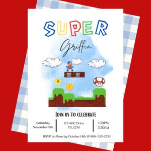Mario Party Invitation, Super Mario Birthday Invite, Movie-Inspired, Mario Kart Theme, Mario and Luigi