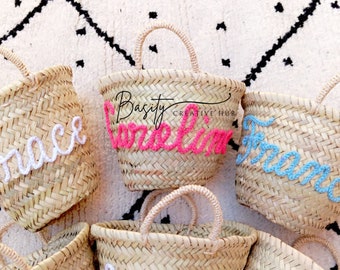PERSONALIZED straw moroccan basket,bridal shower bags,customized straw bags,custom beach bag,straw tote,embroidered bags, Easter basket gift