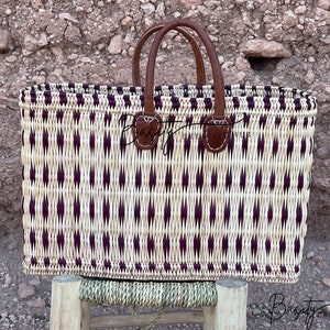 60% Off Straw  Handmade bag with leather, French market basket, French market bag, straw basket, French basket, grocery market bag, Dom bag