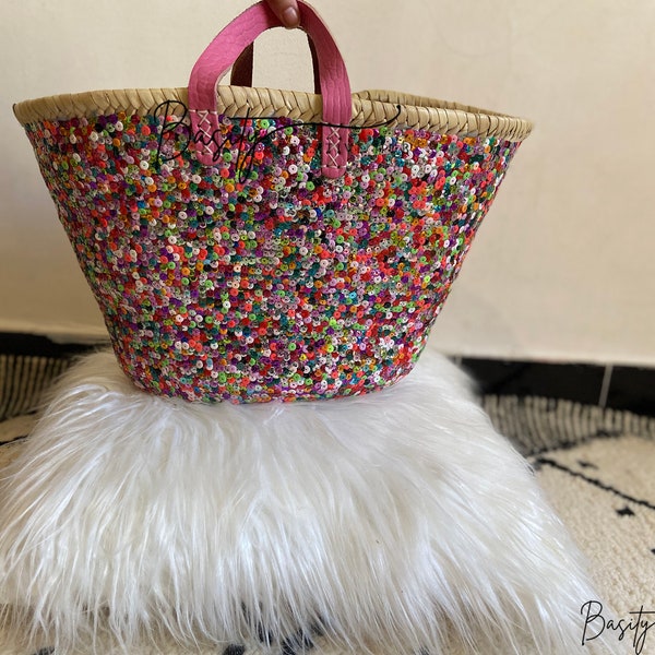 Sac en paille à paillettes, sac en paille, sac fourre-tout tissé, sac à paillettes dorées, sac fourre-tout en paille, sac à bandoulière à paillettes, sac cabas à paillettes, sac à paillettes de plage