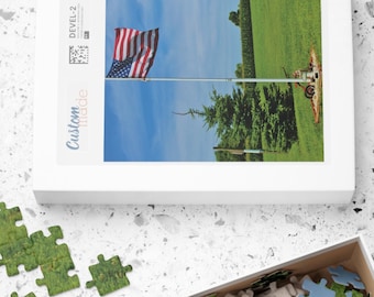 1000+ Piece Midwest Patriot American Flag Photograph Puzzle, Family Fun Puzzle, Puzzle Lovers Gift, 1000pc Flower Jigsaw Puzzle Activity