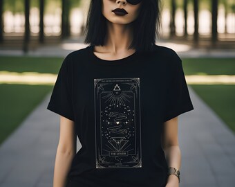 Custom Tarot Card Cotton T-Shirt, Tarot Card Unisex Top, Heavy Personalized Tarot Deck Graphic Shirt, Unique Witchy Occult Clothing,