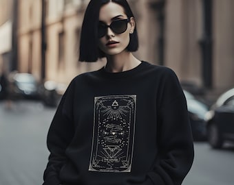 The Lovers Tarot Card Sweatshirt, Unisex Gothic Sweater, The Lovers Tarot Graphic Crewneck, Men's Women's Unique Witchy Occult Clothing