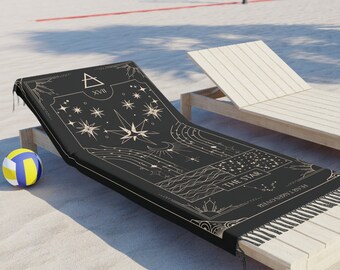 Custom Tarot Card Boho Beach Cloth, Personalized Swimsuit Cover,  Bathing Suit Body Shawl, Goth Emo Witchy Sarong,